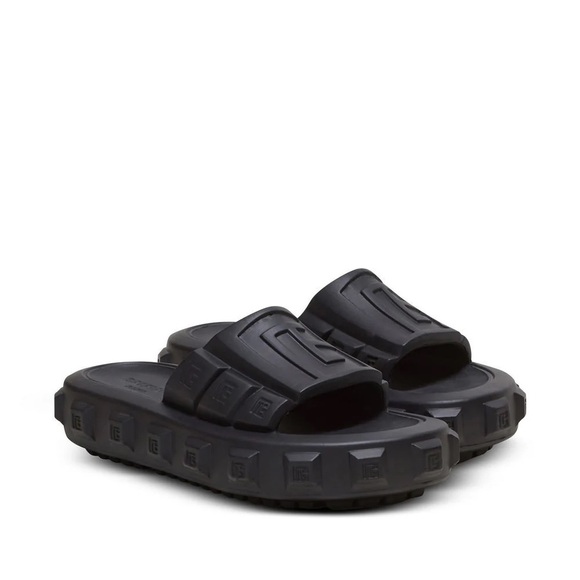 New Balmain Men’s Slide Size 44-45 Black Chunky Sandals - Picture 9 of 12